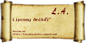 Lipcsey Anikó névjegykártya